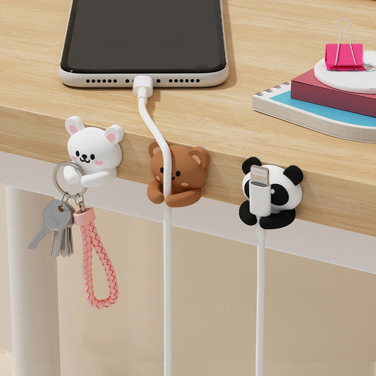 2/3pcs Cute Cartoon Desktop Cable Organizer