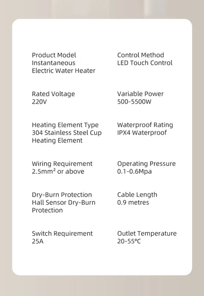 Smart Inverter Electric Instant Water Heater
