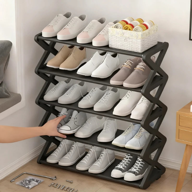 Large Capacity & Easy Assembly Space - Saving Z - Type Shoe Rack