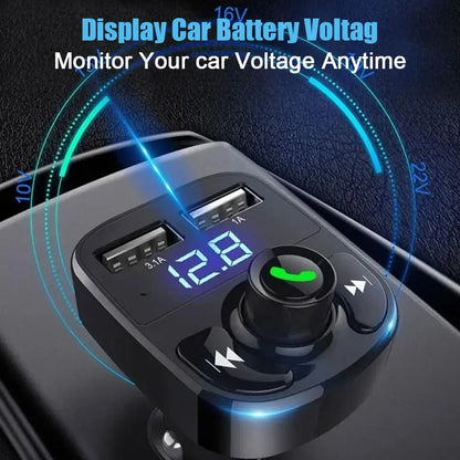 Bluetooth FM Transmitter Hands-Free Calling Radio Receiver Mp3 Music Stereo Adapter