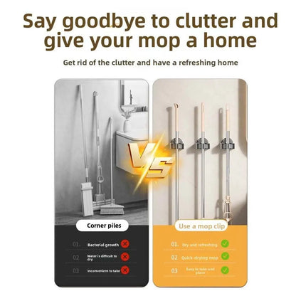 Broom Bathroom Mop Hook Suction Cup Wall Mounted