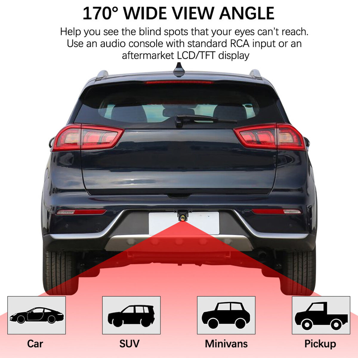 1080P Clear Anti-Interference 170 Degree Wide Angle Car Rear View Camera