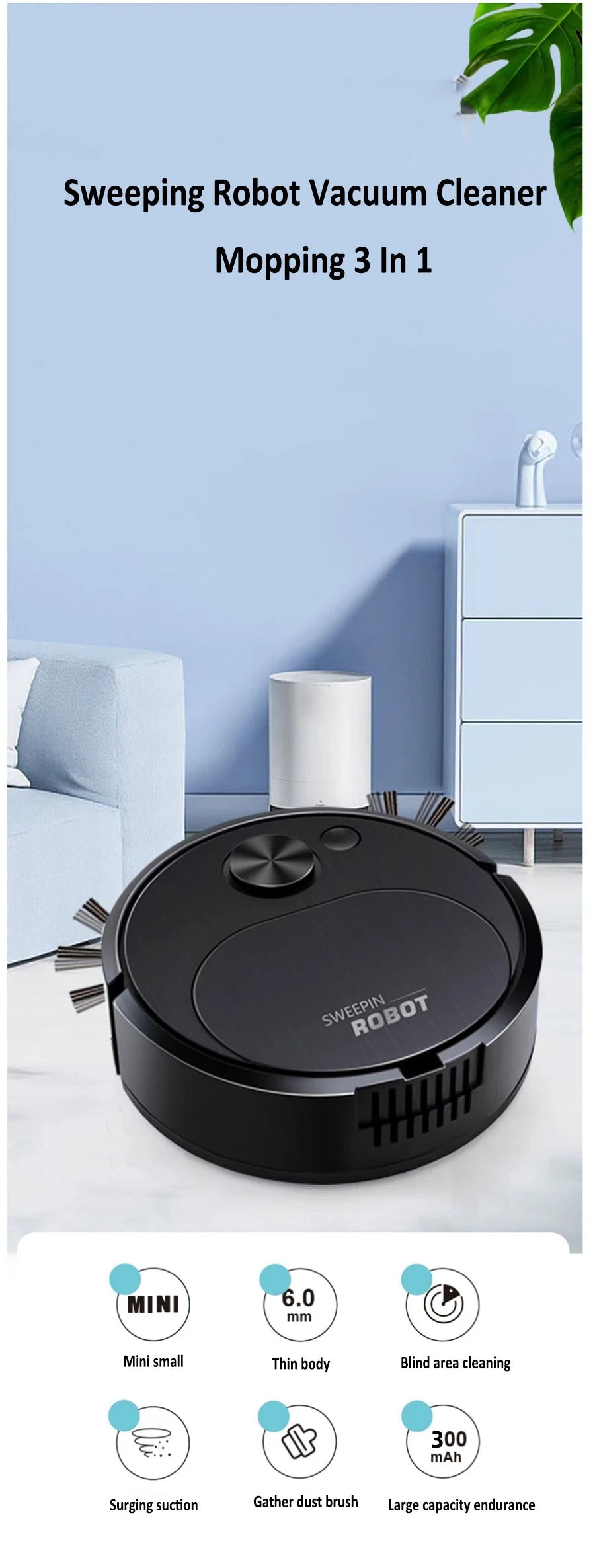 3 In 1 Smart Wireless Dragging Cleaning Sweep Floor For Home Office