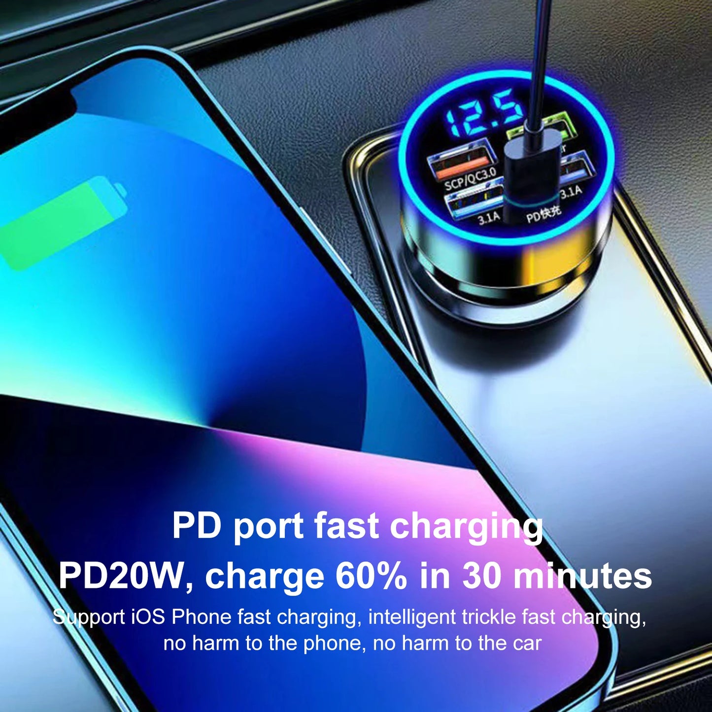 250W 4 Port Fast Car Charging Adapter