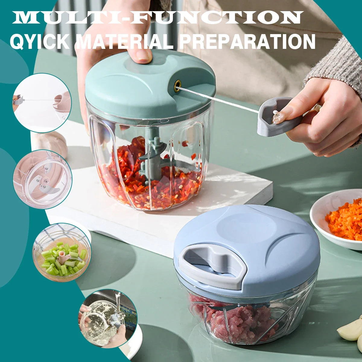 500/900ML Manual Meat Mincer Garlic Chopper