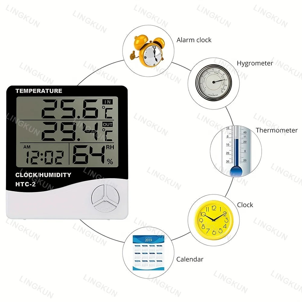 Smart Home Weather Station with Alarm Clock, LED Digital Thermometer
