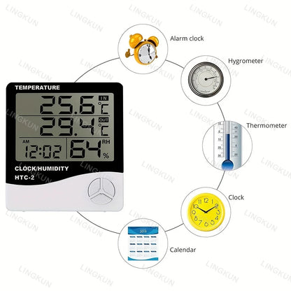 Smart Home Weather Station with Alarm Clock, LED Digital Thermometer