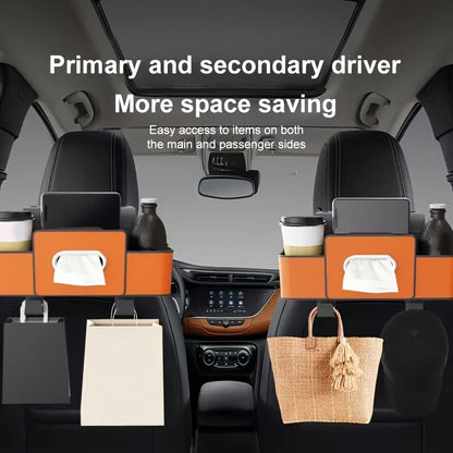 Car Seat Organizer with ABS Box & Tissue Holder