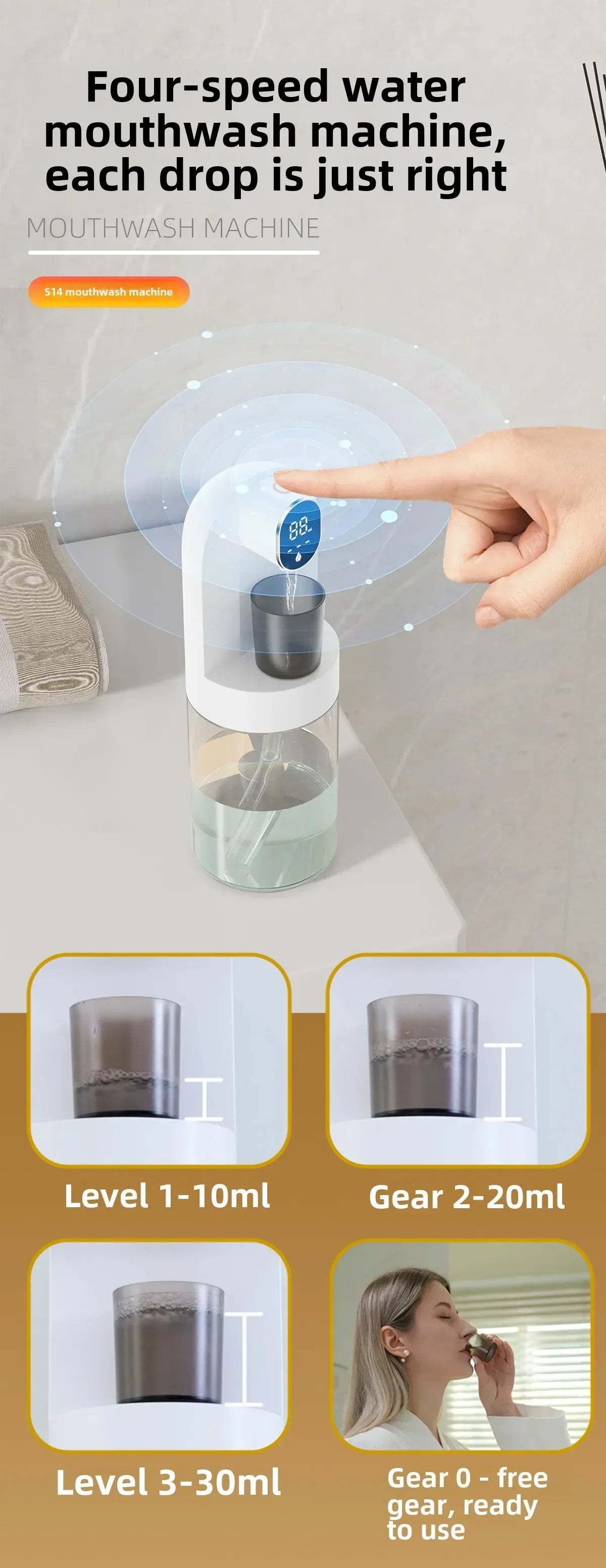 Smart 600ml Mouthwash Dispenser with Magnetic Induction