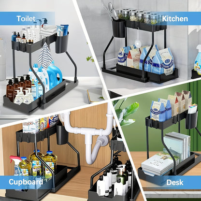 Space Saving 2 Tier Pull Out Storage Box
