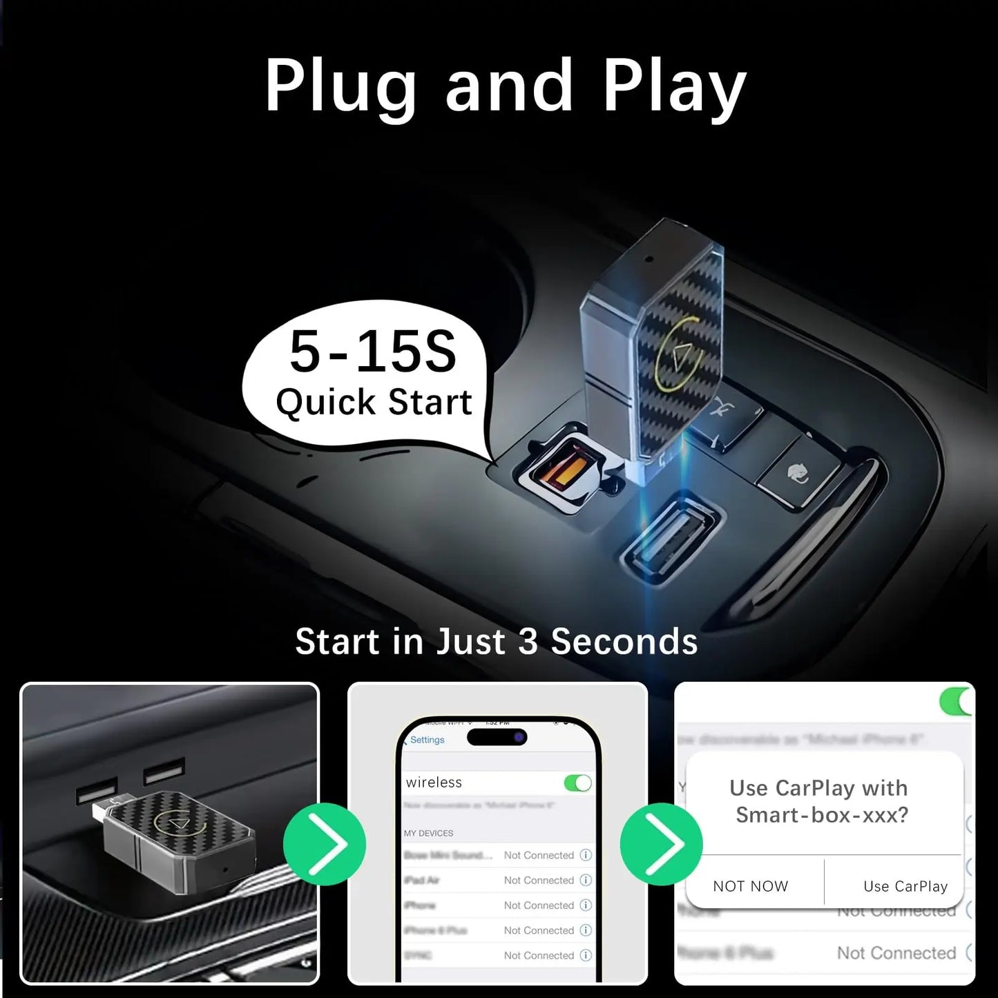 2 in 1 Mini Wireless CarPlay Adapter